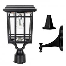 Gama Sonic 115B50033 - Grand Prairie Bulb Solar Light – Wall/Pier/3” Fitter Mounts – Black