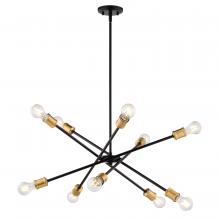  H0301 - Gresham 34.25-in. W 10 Light Chandelier Antique Gold with Matte Black