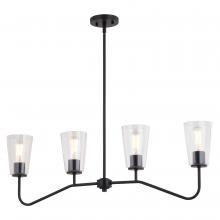  H0285 - Beverly 36-in 4 Light Linear Chandelier Matte Black