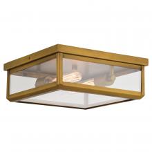  T0709 - Kinzie 12-in. 2 Light Flush Mount Vintage Brass