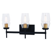  W0393 - Warren 3 Light Vanity Light Matte Black and Brushed Brass