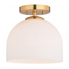  C0314 - Shelby 9.25-in. W 1 Light Semi-Flush Mount Natural Brass