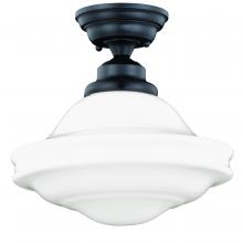  C0178 - Huntley 12-in Semi Flush Ceiling Light Milk Glass Oil Rubbed Bronze