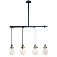  P0234 - Kassidy 4L Dual Mount Linear Chandelier or Vanity Light Black and Natural Brass