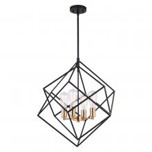  P0307 - Rad 23.5-in. 4 Light Pendant Black and Natural Brass