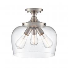  9713-BN - Ashford 3-Light Semi-Flush Ceiling Mount Brushed Nickel