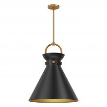  PD412018AGMB - Emerson 18-in Aged Gold/Matte Black 1 Light Pendant