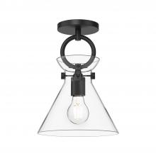  SF412509MBCL - Emerson 9-in Matte Black/Clear Glass 1 Light Semi Flush Mount