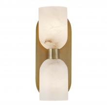  WV338902VBAR - Lucian 11-in Vintage Brass/Alabaster 2 Lights Wall/Vanity