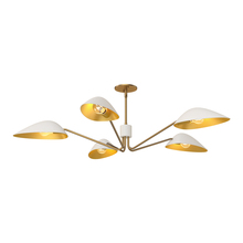  PD550545WHAG - Oscar 46-in Aged Gold/White 5 Lights Pendant