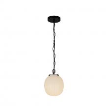 Alora Lighting PD579107MBGR - Cherise 7-in Matte Black/Glossy Ribbed Opal Glass Socket Pendant