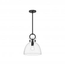  PD411811MBCL - Waldo 11-in Matte Black/Clear Glass 1 Light Pendant