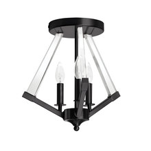 Dainolite ALT-153SF-MB - 3 Light Incandescent Matte Black Semi-Flush Mount w/ Clear Acrylic