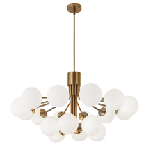 Dainolite AMA-3618C-AGB - 18 Light Halogen Chandelier, Aged Brass with Opal Glass