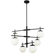 Dainolite CAE-306C-MB - 6 Light Halogen Chandelier, Matte Black with White Opal Glass