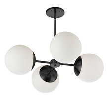  DAY-244C-MB - 4LT Chandelier,  MB w/ WH Opal Glass