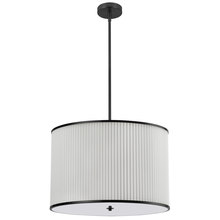 Dainolite PRD-243P-MB - 4 Light Incandescent Pendant Matte Black with White Pleated Shade