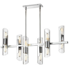  SAM-4012HC-PC - 12LT Horiz Chandelier, PC w/ Clear Fluted Glass