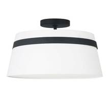 Dainolite SYM-153SF-MB-WH - 3 Light Incandescent Matte Black Semi-Flush Mount w/ White Shade