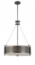  60/4433 - Diesel - 4 Light Round Pendant with Khaki Fabric Shade - Hazel Bronze Finish