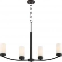  60/6328 - Denver - 4 Light Island Pendant with Satin White Glass - Mahogany Bronze Finish