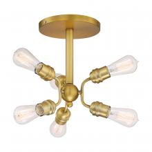  60/6926 - Faraday - 6 Light Semi Flush - Brushed Brass Finish