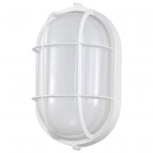  62/1390 - LED Oval Bulk Head Fixture; White Finish with White Glass