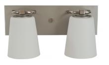  4852 SP/PN/WH - 2-Light Satin Pewter/Polished Nickel/White Glass Mercer Bath Sconce