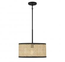  M7018MBK - 1-Light Pendant in Natural Cane with Matte Black