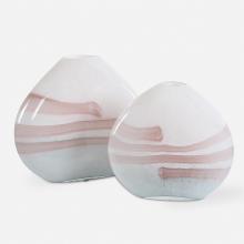  18159 - Uttermost Blush Swirl Glass Vases, S/2