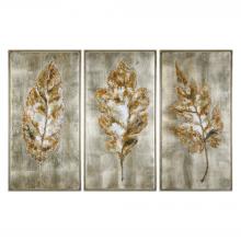  35334 - Uttermost Champagne Leaves Modern Art S/3