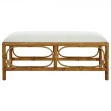  23755 - Uttermost Laguna White Fabric Rattan Bench