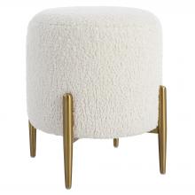  23821 - Uttermost Arles White Shearling Brass Ottoman