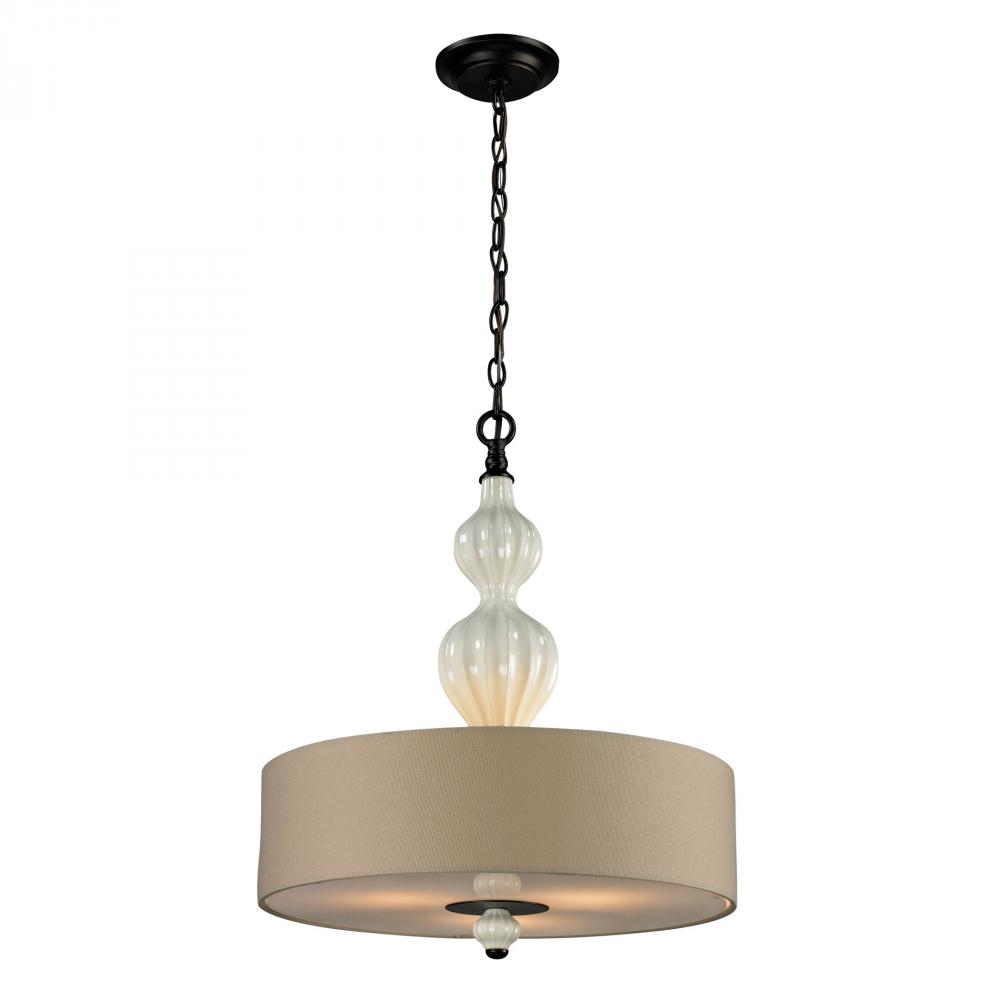 Lilliana 3 Light Pendant In Aged Bronze And Crea