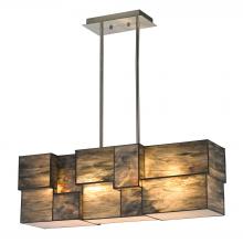  72073-4 - Cubist 4-Light Chandelier in Brushed Nickel with Dusk Sky Tiffany Glass