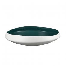  H0017-9744 - Greer Bowl - Low White and Turquoise Glazed